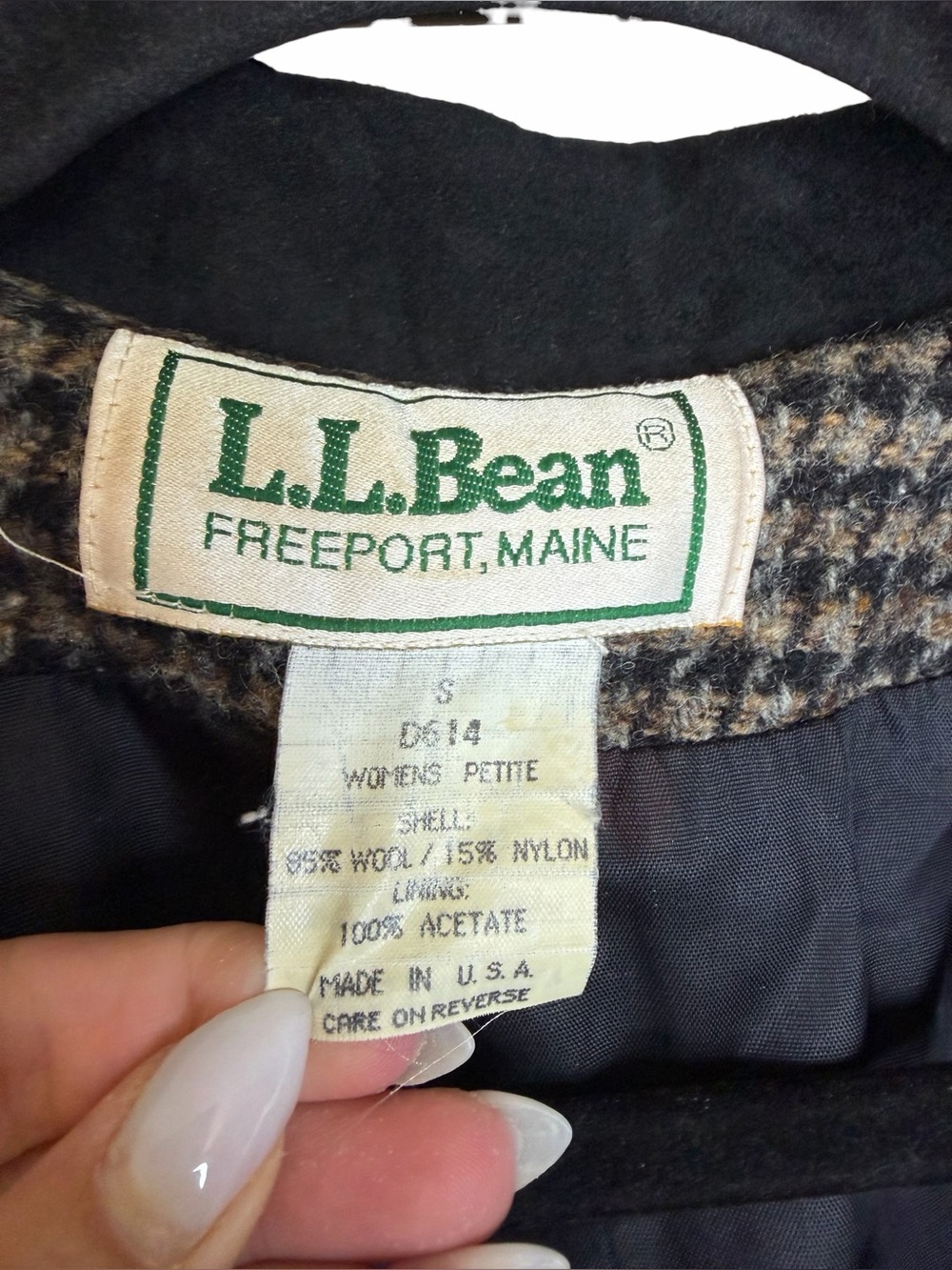 Vintage L.L. Bean Wool Houndstooth Jacket - Size SP - Picture 4 of 16